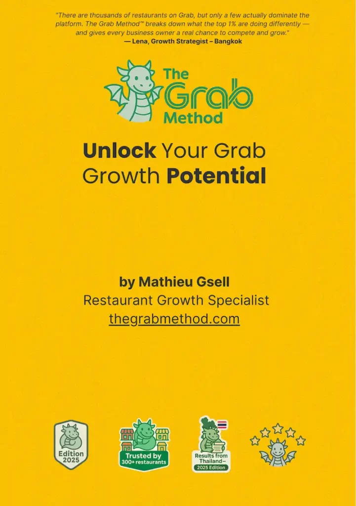 Cover of The Grab Method™ guide to increase Grab orders for restaurant success on food delivery apps