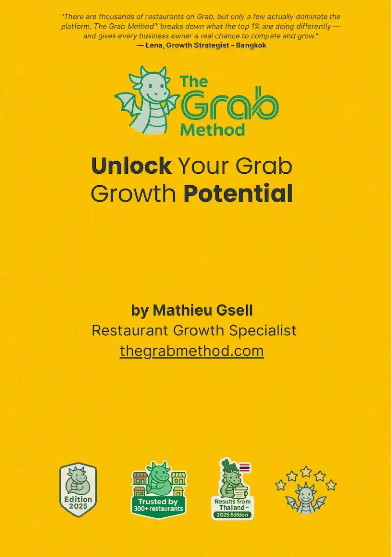 Cover of The Grab Method™ guide to increase Grab orders for restaurant success on food delivery apps